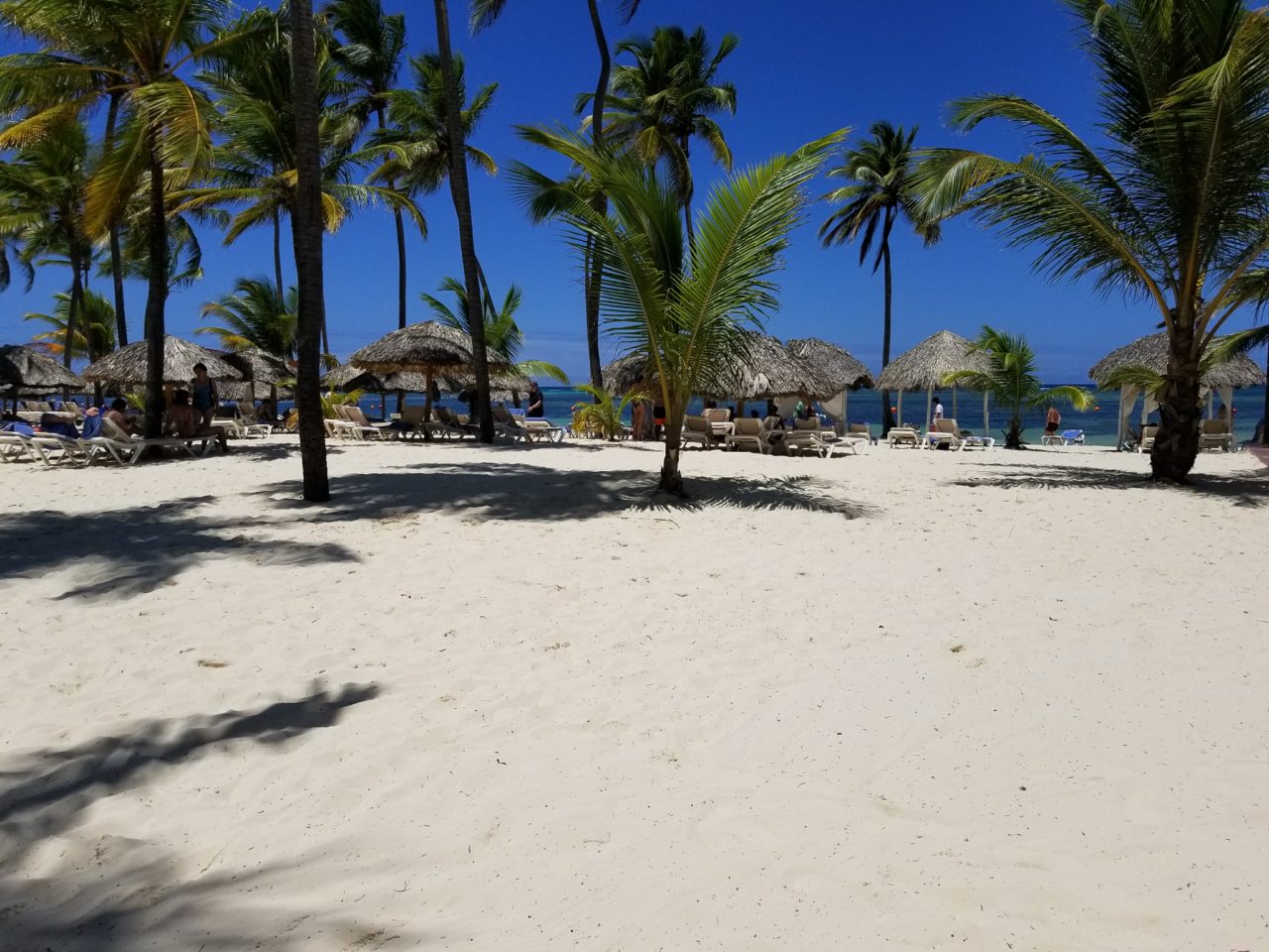 Palapas on the beach, The Bombest Bar, Catalonia Punta Cana, Riviera Maya, Mexico