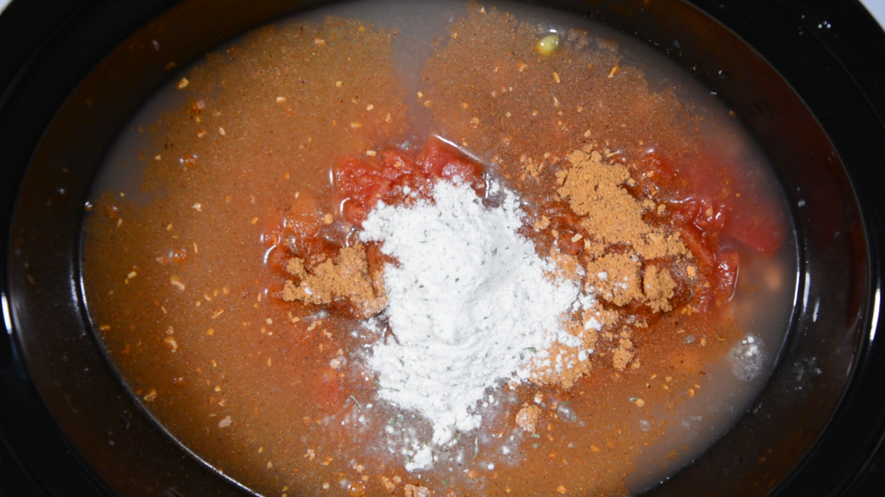 Adding ranch mix to ingredients, Healthy Taco Soup