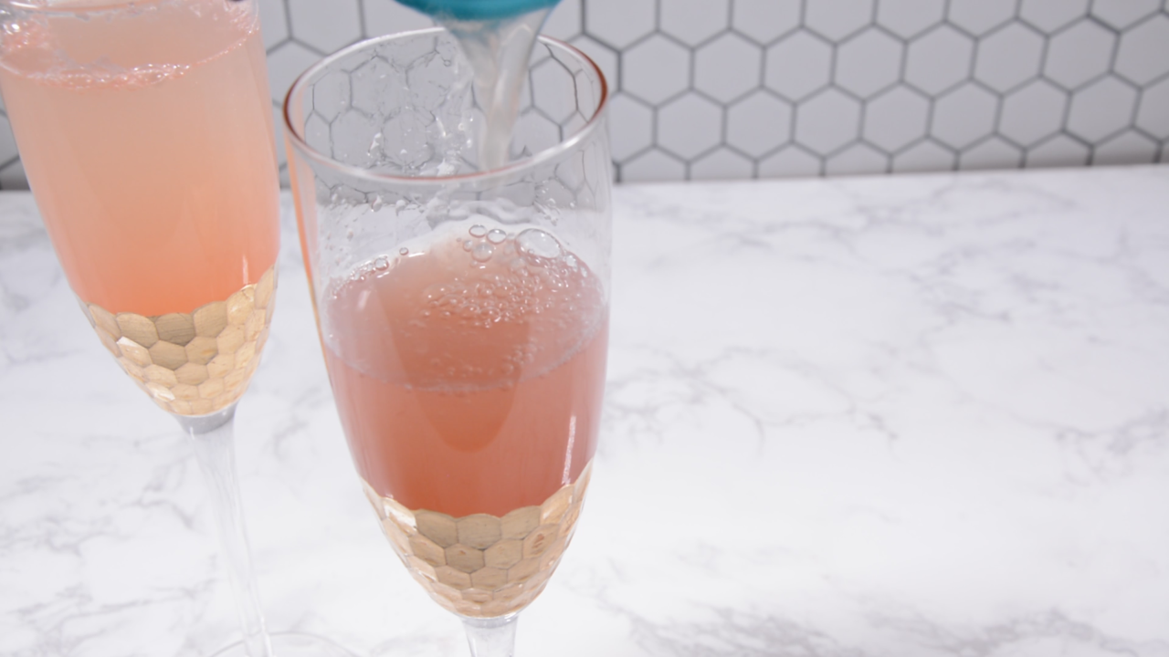 Adding ginger beer, Grapefruit Champagne Mule