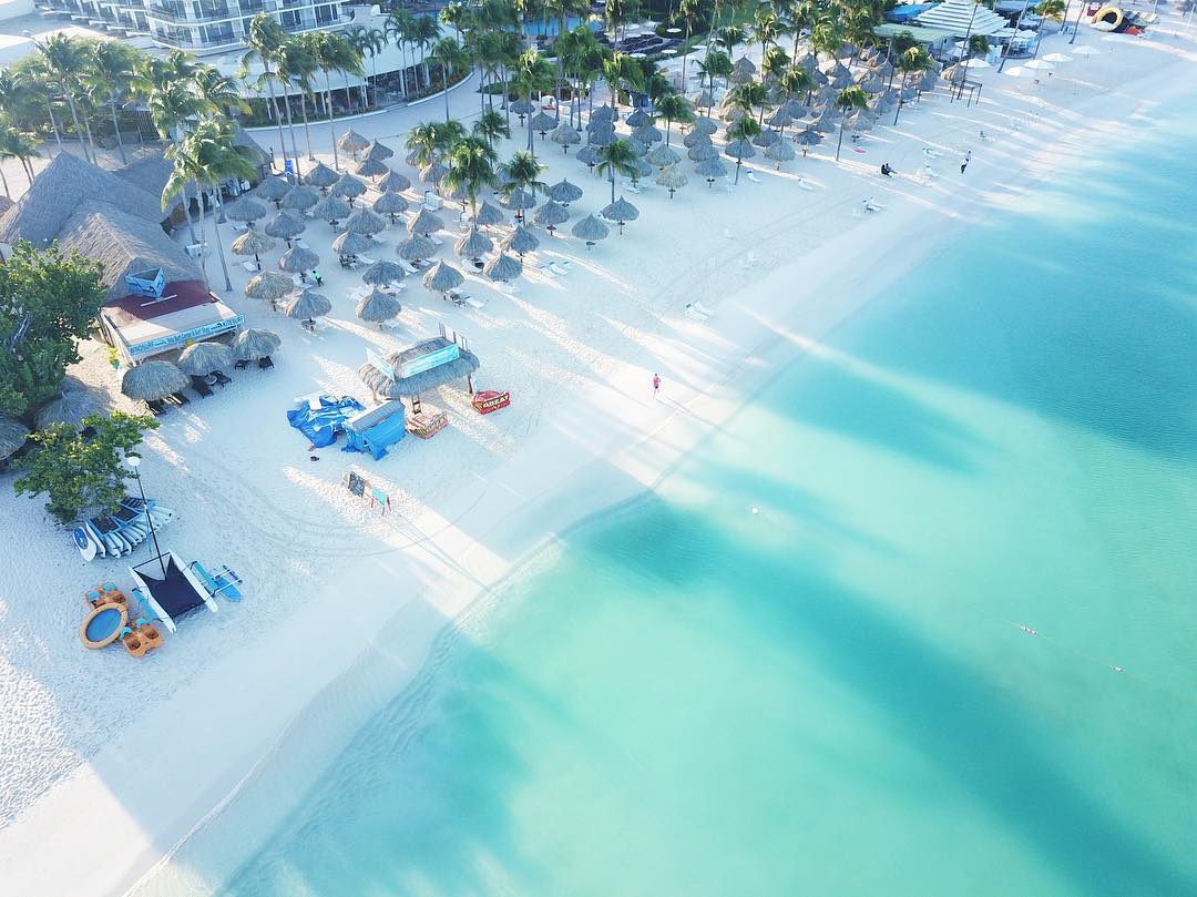 Overhead view of beach in Aruba